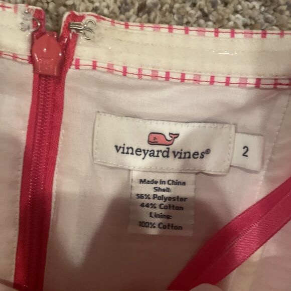 Vineyard Vines Flair Stripe Bow Strapless Dress size 2 Pink & White - Picture 3 of 9